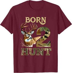Born 2 Hunt Deer Hunting 2nd Birthday Boy Girl Two Year Old T-Shirt - T-Shirt | Maroon