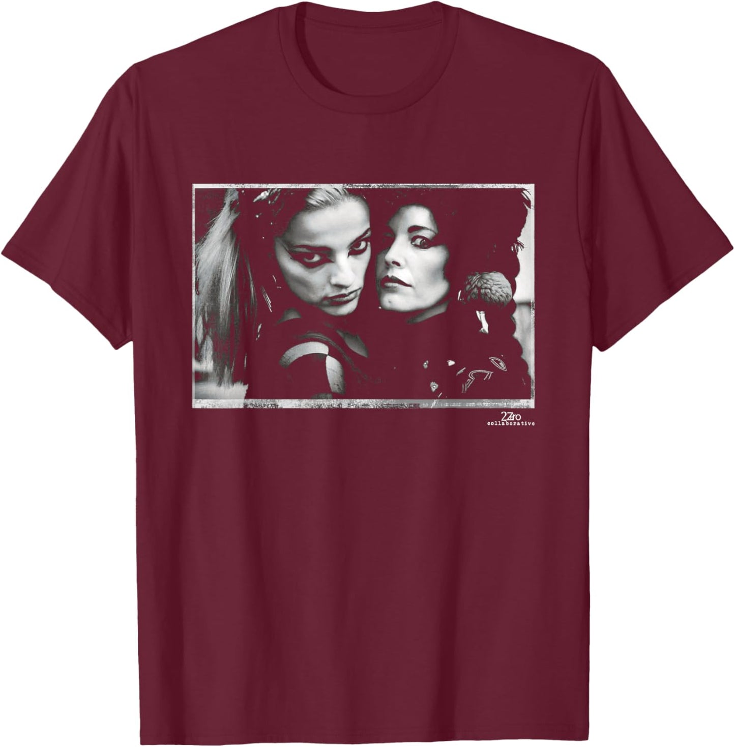 Singers Lene Lovich & Nina Hagen by Phil Nicholls T-Shirt - T-Shirt | Maroon