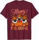 Thanksgiving Happy Pugsgiving Funny Pug Dog Owners T-Shirt - T-Shirt | Maroon
