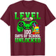Level 100 Days of School Unlocked Boys Gamers Video Games T-Shirt - T-Shirt | Maroon