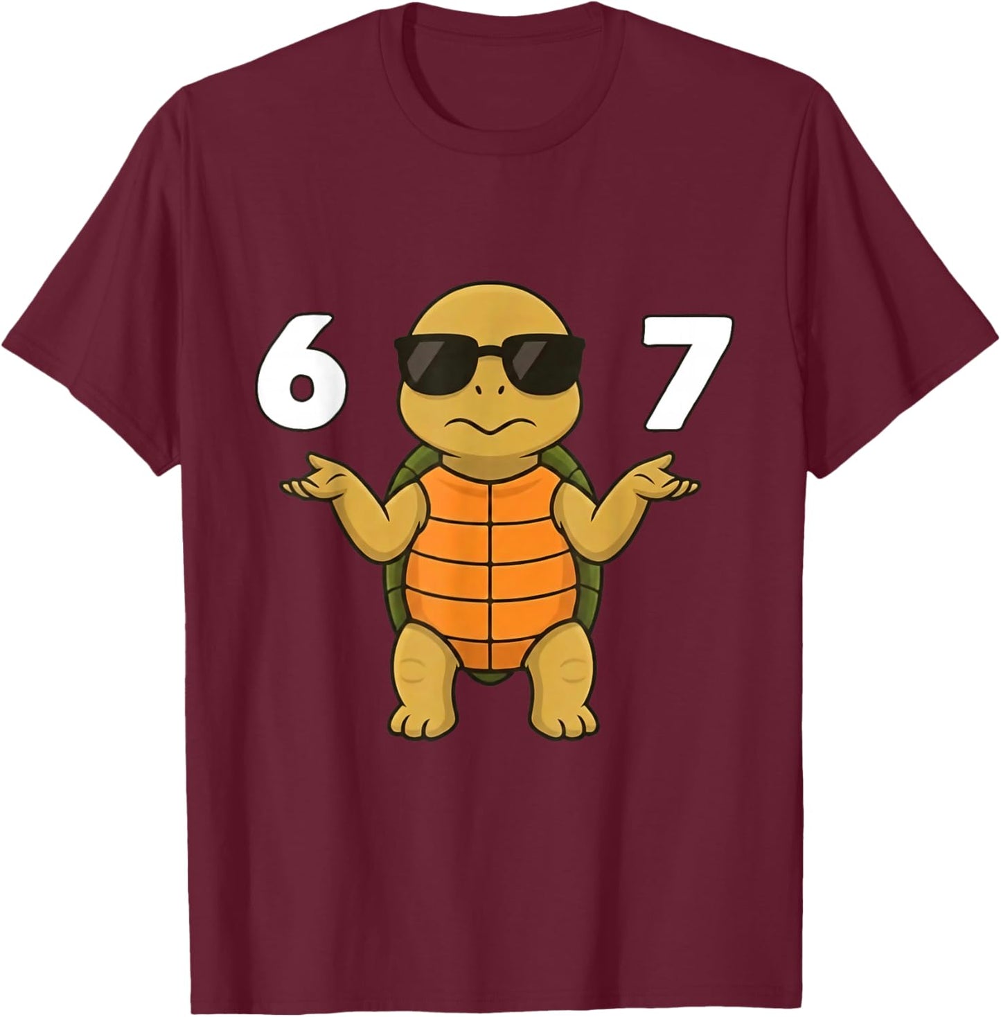 Turtle Cool 67 Six Seven Meme Funny Sunglasses Kids Humor T-Shirt - T-Shirt | Maroon