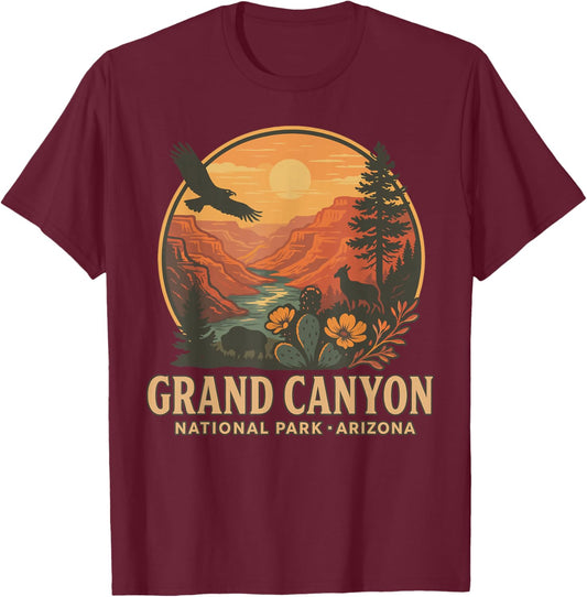 Grand Canyon National Park Hiking Souvenir Adventure Outdoor T-Shirt - T-Shirt | Maroon