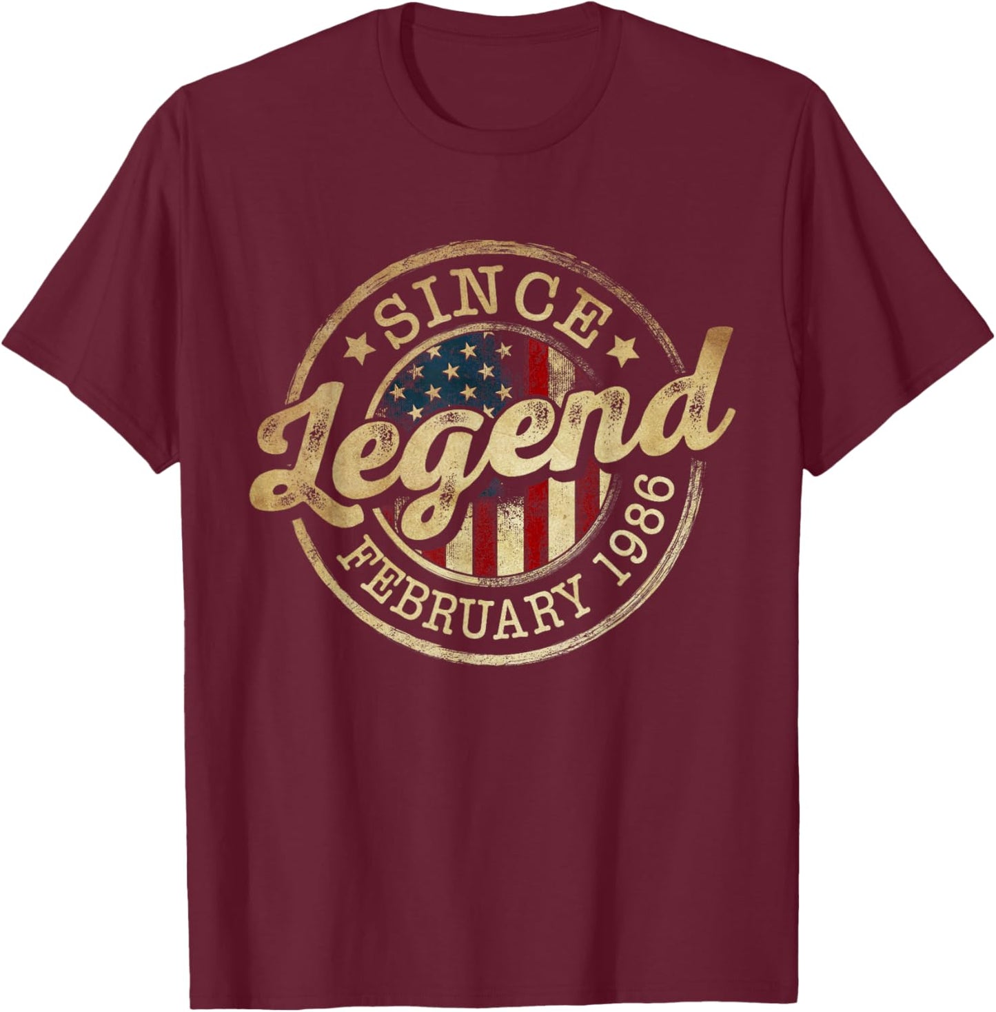 Legend Since February 1986 Vintage 40th Birthday Classic T-Shirt - T-Shirt | Maroon