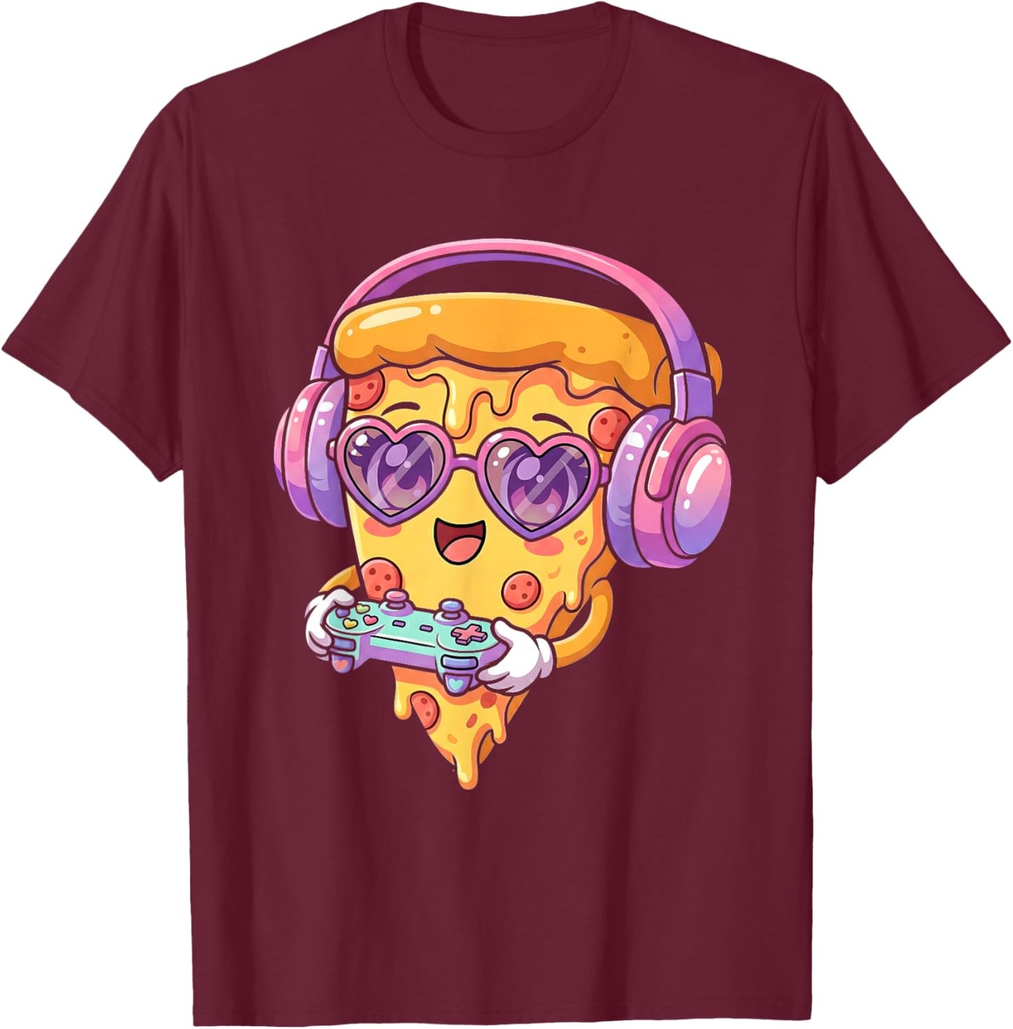 Gamer Pizza Slice Video Gaming Girl Enthusiast Gamer Teen T-Shirt - T-Shirt | Maroon