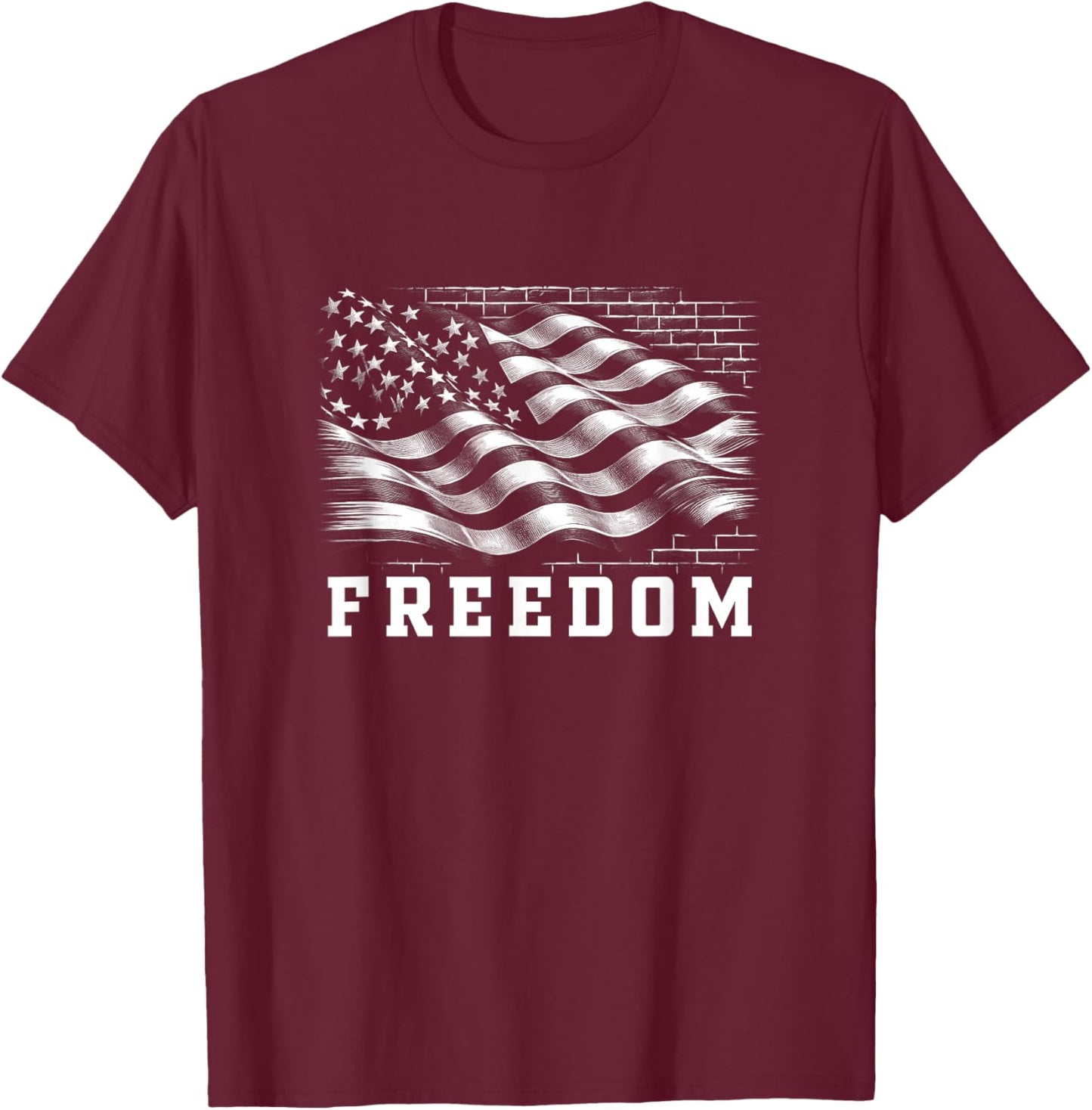 USA Flag Freedom T Shirt 4th of July Shirt Freedom T-Shirt - T-Shirt | Maroon