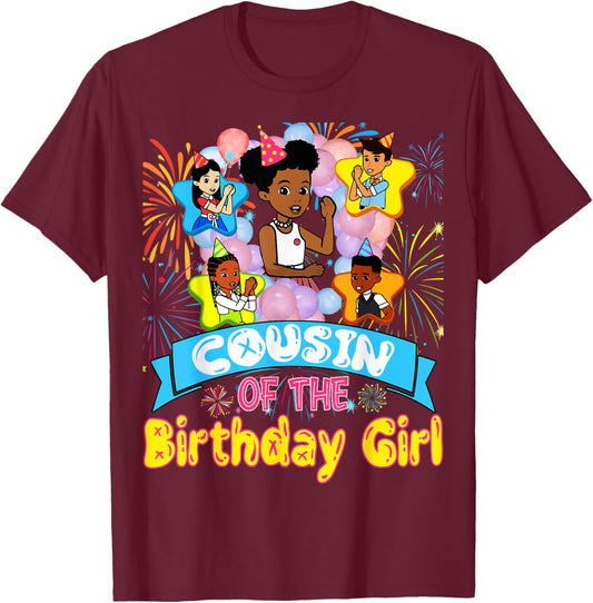 Cousin of Birthday Girl Gracie Birthday Doll Girl Party Gift T-Shirt - T-Shirt | Maroon