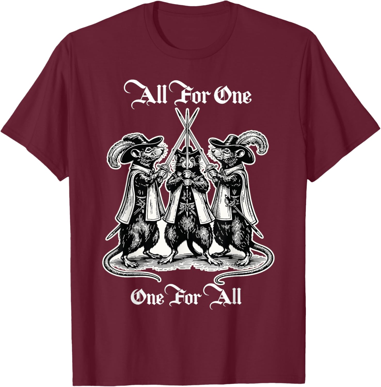 The Three Musketeers as Rats T-Shirt - T-Shirt | Maroon