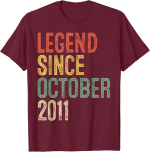 Legend October 2011 14th Birthday Boy Girl 14 Year Old T-Shirt - T-Shirt | Maroon