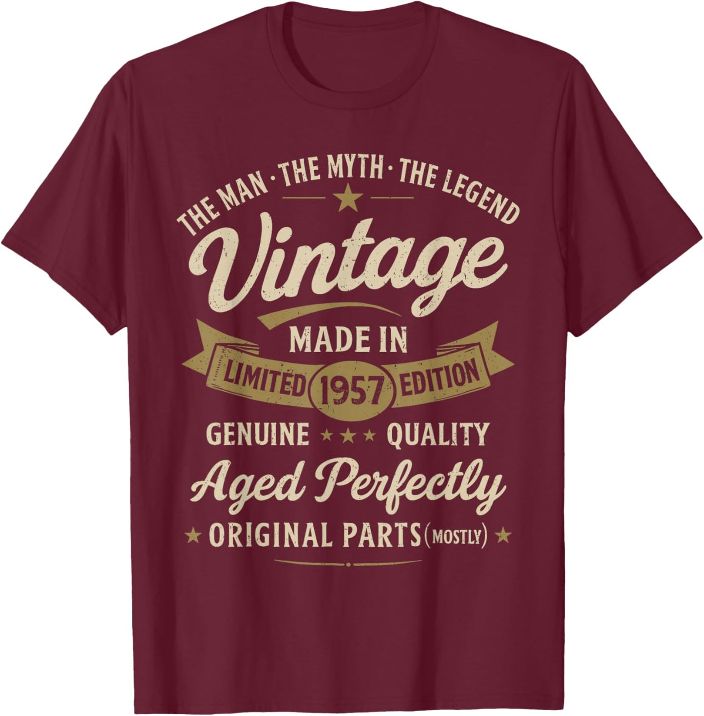 69th Birthday Gift Vintage 1957 Men Funny 69 Years Old 1957 T-Shirt - T-Shirt | Maroon