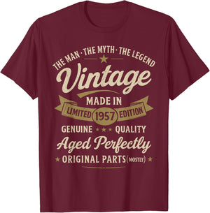 69th Birthday Gift Vintage 1957 Men Funny 69 Years Old 1957 T-Shirt - T-Shirt | Maroon