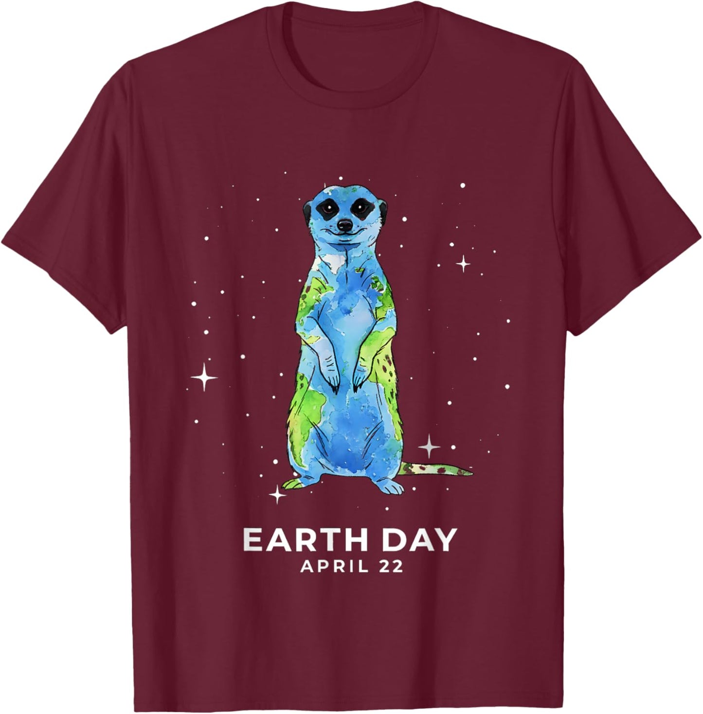 Earth Day 2026 Meerkat Art T-Shirt - T-Shirt | Maroon