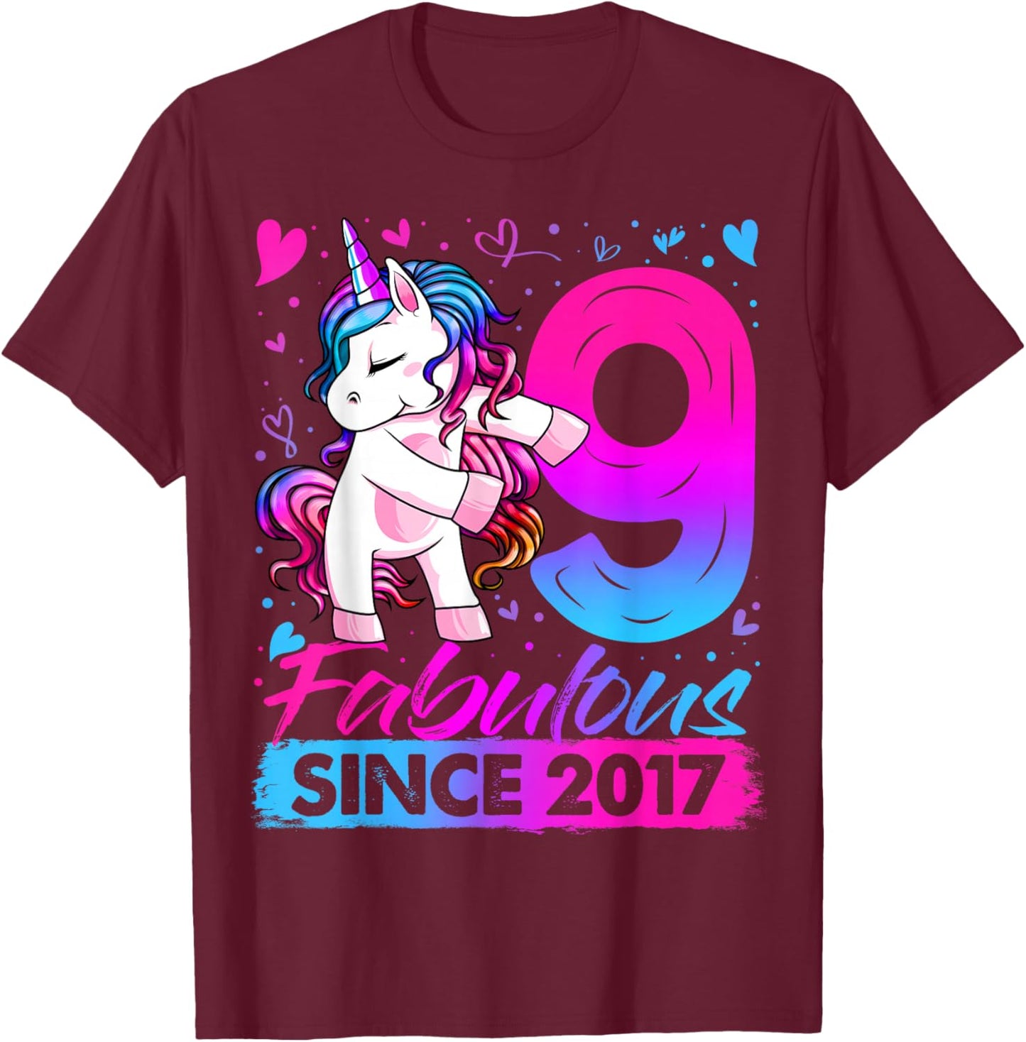 9th Birthday Shirt Girl 9 Year Old Gifts 9 Birthday Girl T-Shirt - T-Shirt | Maroon