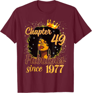 Sweet 49 Afro Queen Fabulous Since 1977 Birthday Women Girl T-Shirt - T-Shirt | Maroon