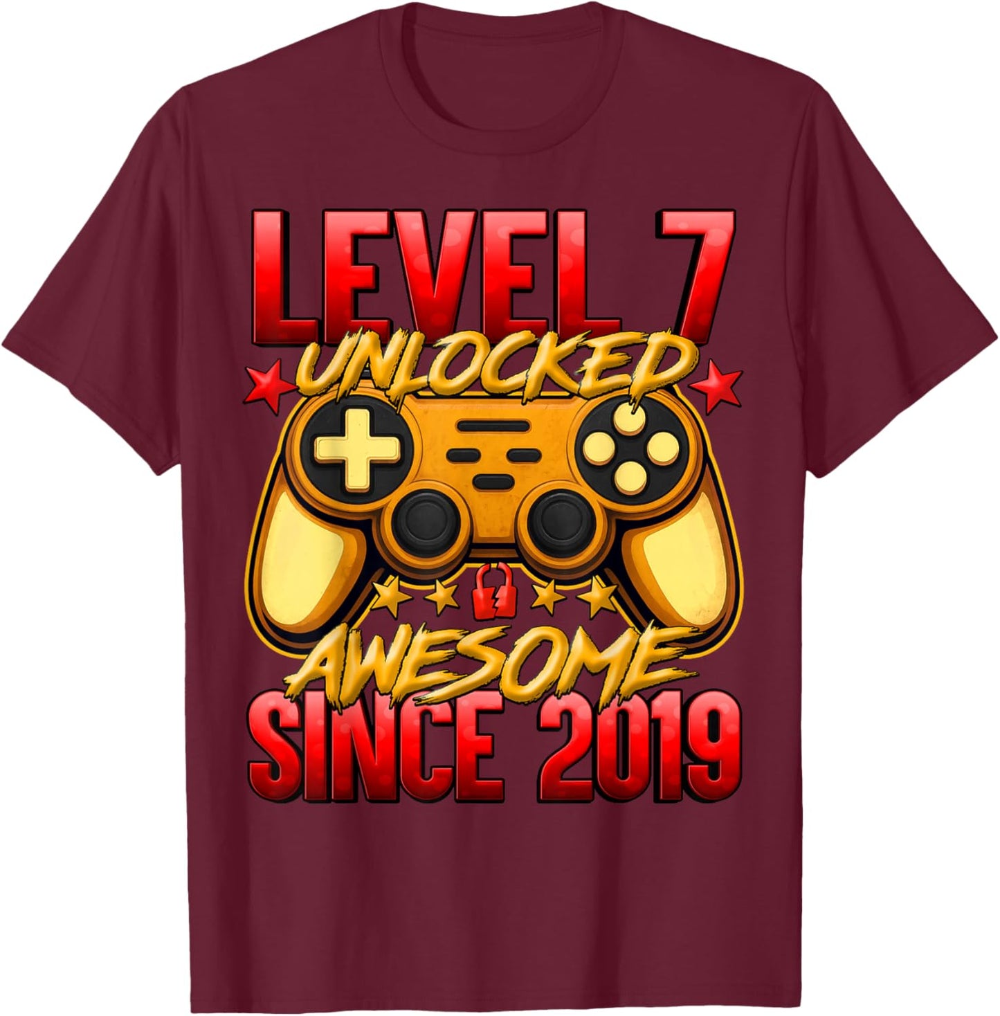 Level 7 Unlocked 7 Year Old Gifts for Boys 7th Birthday Boy T-Shirt - T-Shirt | Maroon