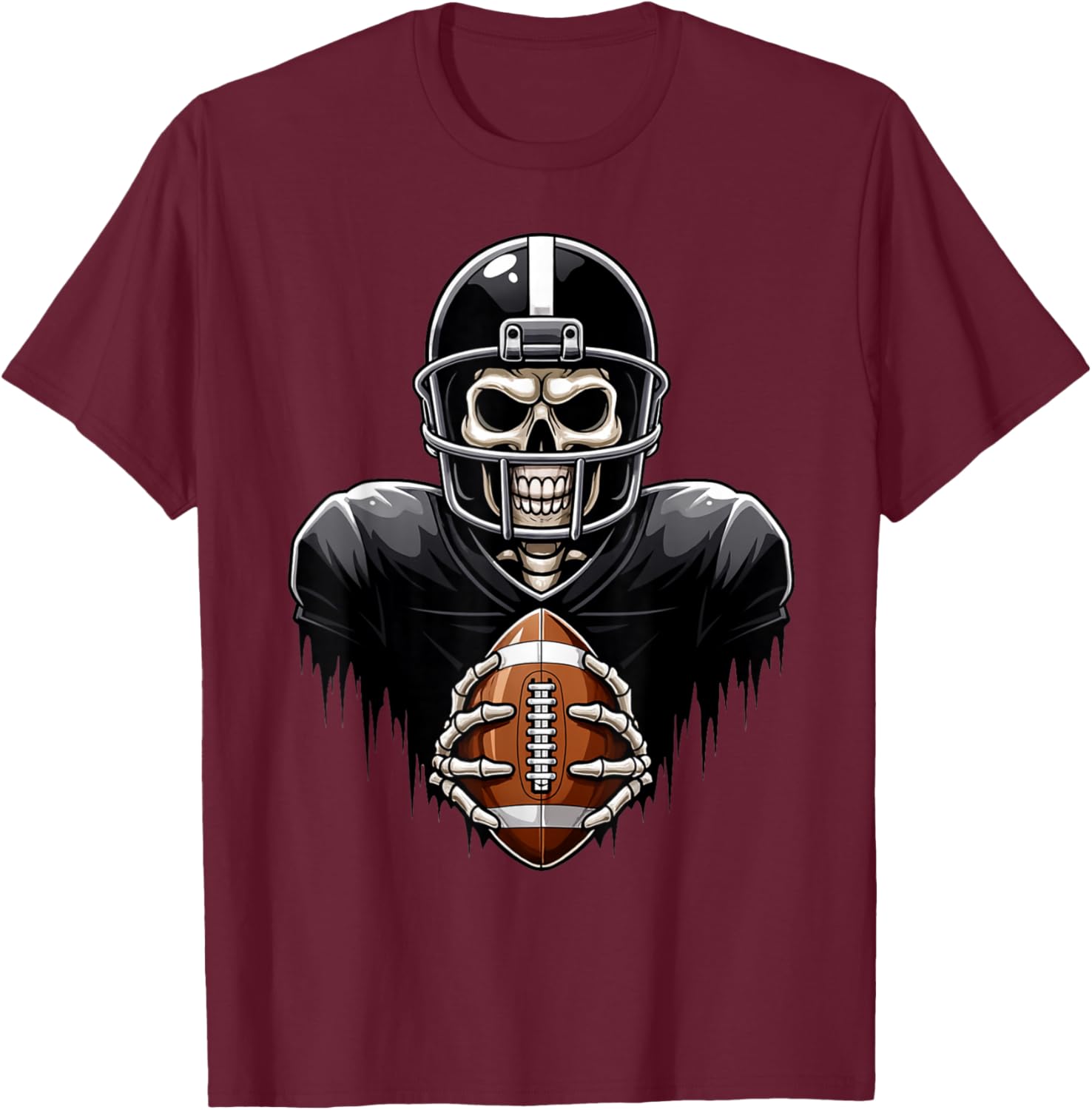 Skeleton Playing Football Player Halloween Costume Sports T-Shirt - T-Shirt | Maroon