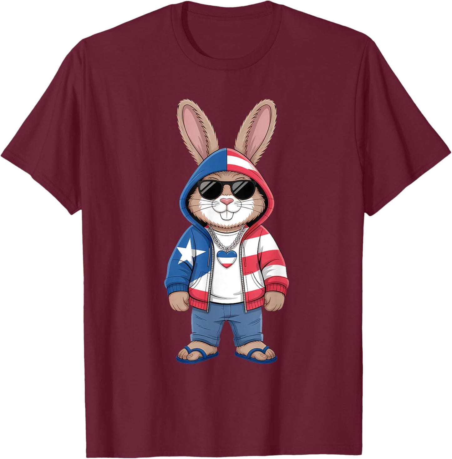 Puerto Rico Flag Rabbit Puerto Rican Bunny T-Shirt - T-Shirt | Maroon