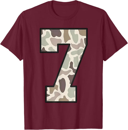 Camo Number 6 7 Funny Meme Halloween Costume T-Shirt - T-Shirt | Maroon
