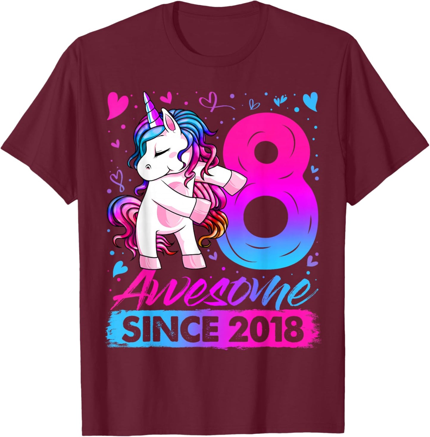 8th Birthday Shirt Girl 8 Year Old Gifts 8 Birthday Girl T-Shirt - T-Shirt | Maroon