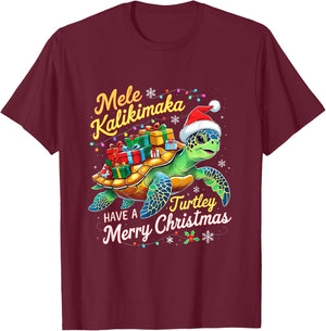Mele Kalikimaka Turtley Have A Merry Christmas T-Shirt - T-Shirt | Maroon