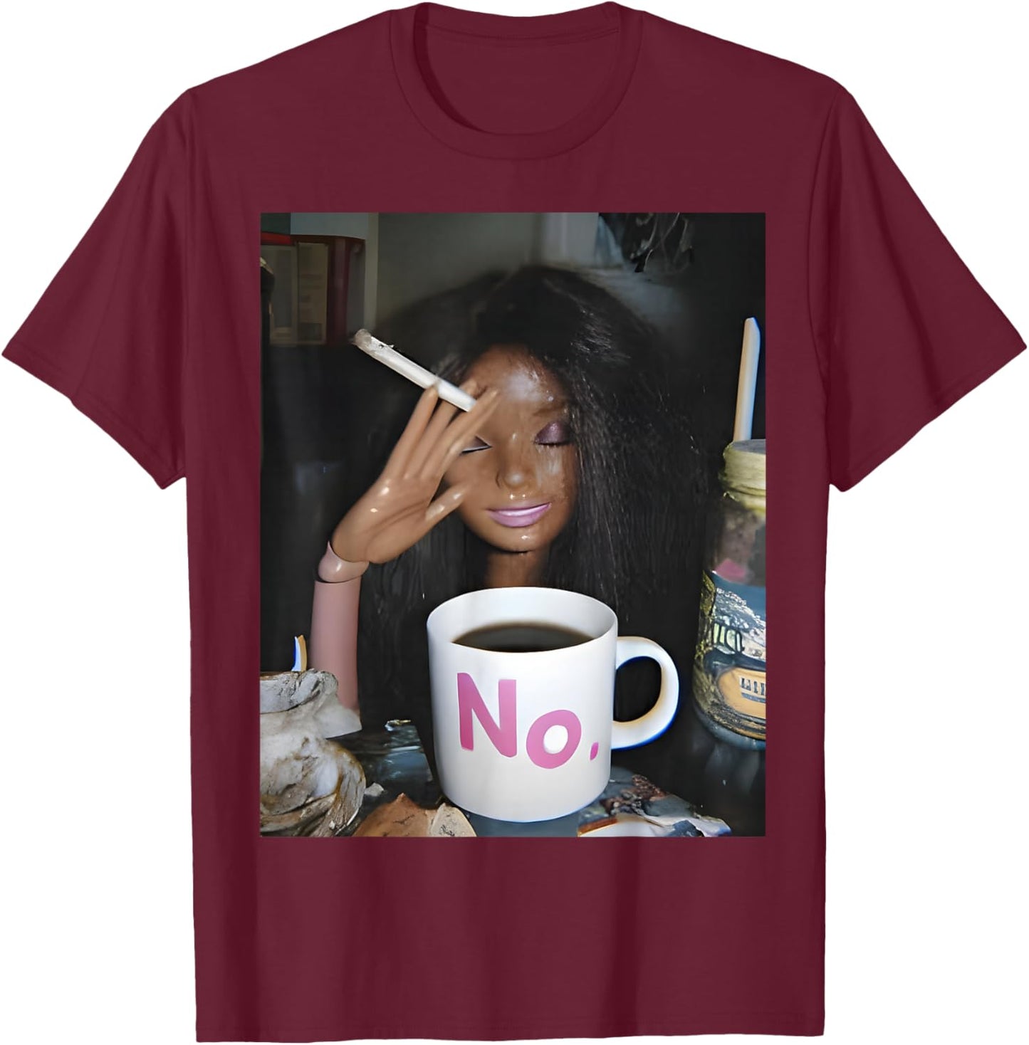 Distressed Doll Face Meme T-Shirt - T-Shirt | Maroon