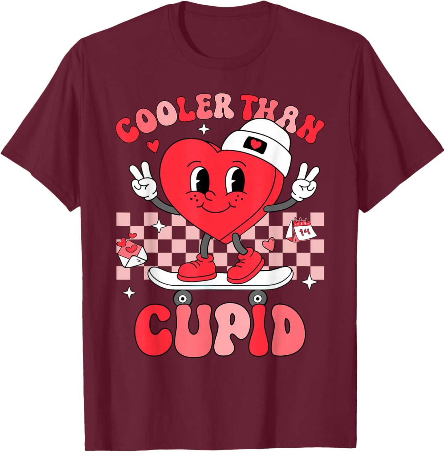 Cooler Than Cupid Valentines Day for Teens Kids Boys Girls T-Shirt - T-Shirt | Maroon