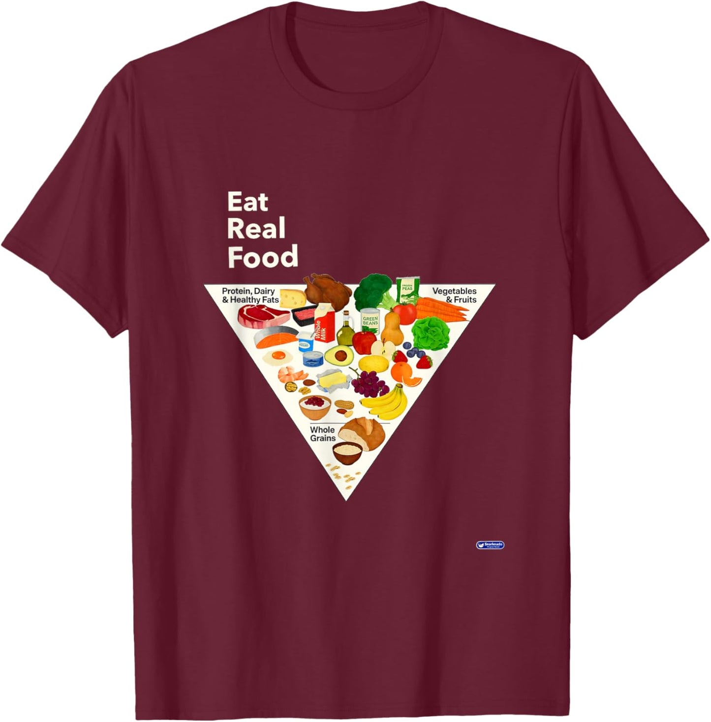 Eat Real Food New Food Pyramid 2026 T-Shirt - T-Shirt | Maroon