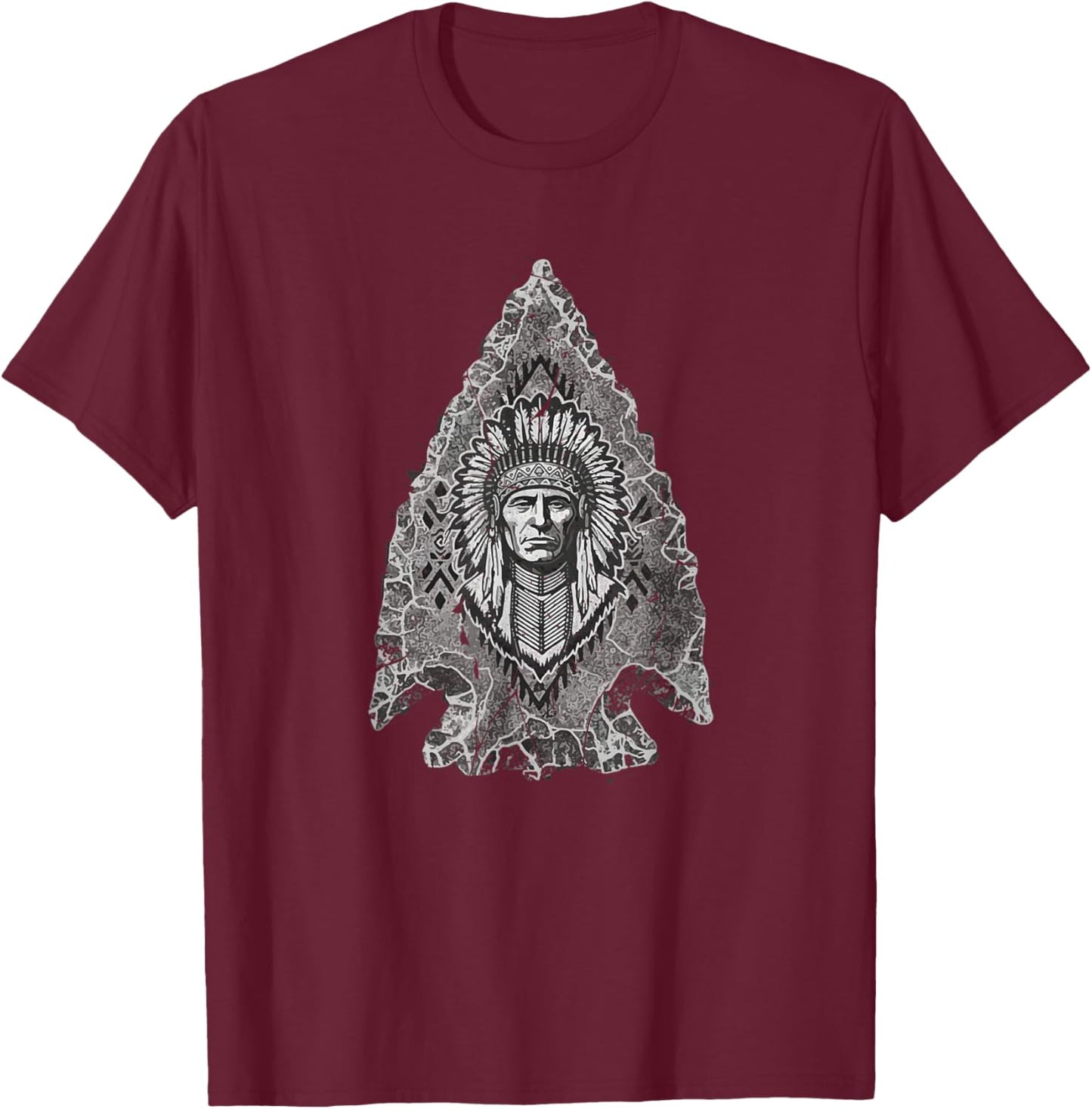 Arrowhead Hunter Indian Chief Relic Hunting Native American T-Shirt - T-Shirt | Maroon