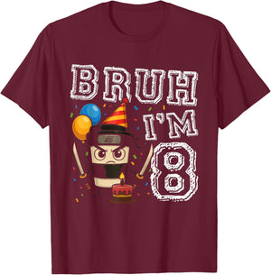 Cappuccino Assassino Bruh I'm 8 Age 8th Kids Boys Girls T-Shirt - T-Shirt | Maroon