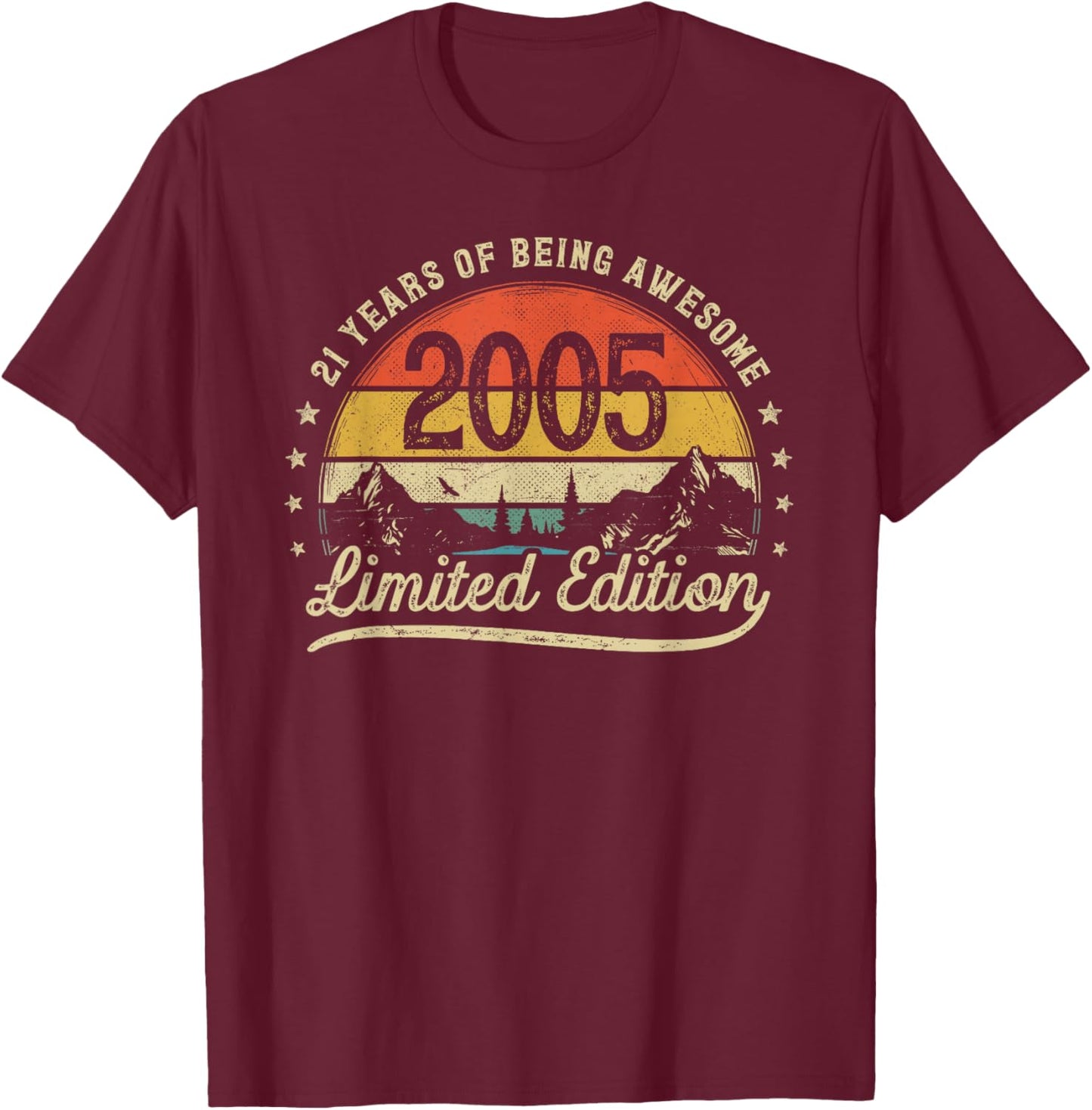 Vintage 2005 21 Years Old 21st Birthday T-Shirt - T-Shirt | Maroon