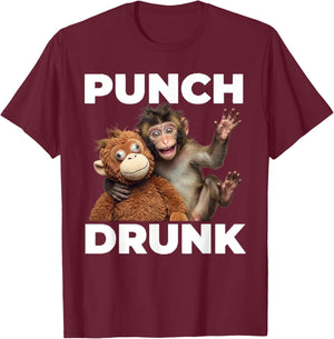 Punch the Monkey Punch Drunk T-Shirt - T-Shirt | Maroon