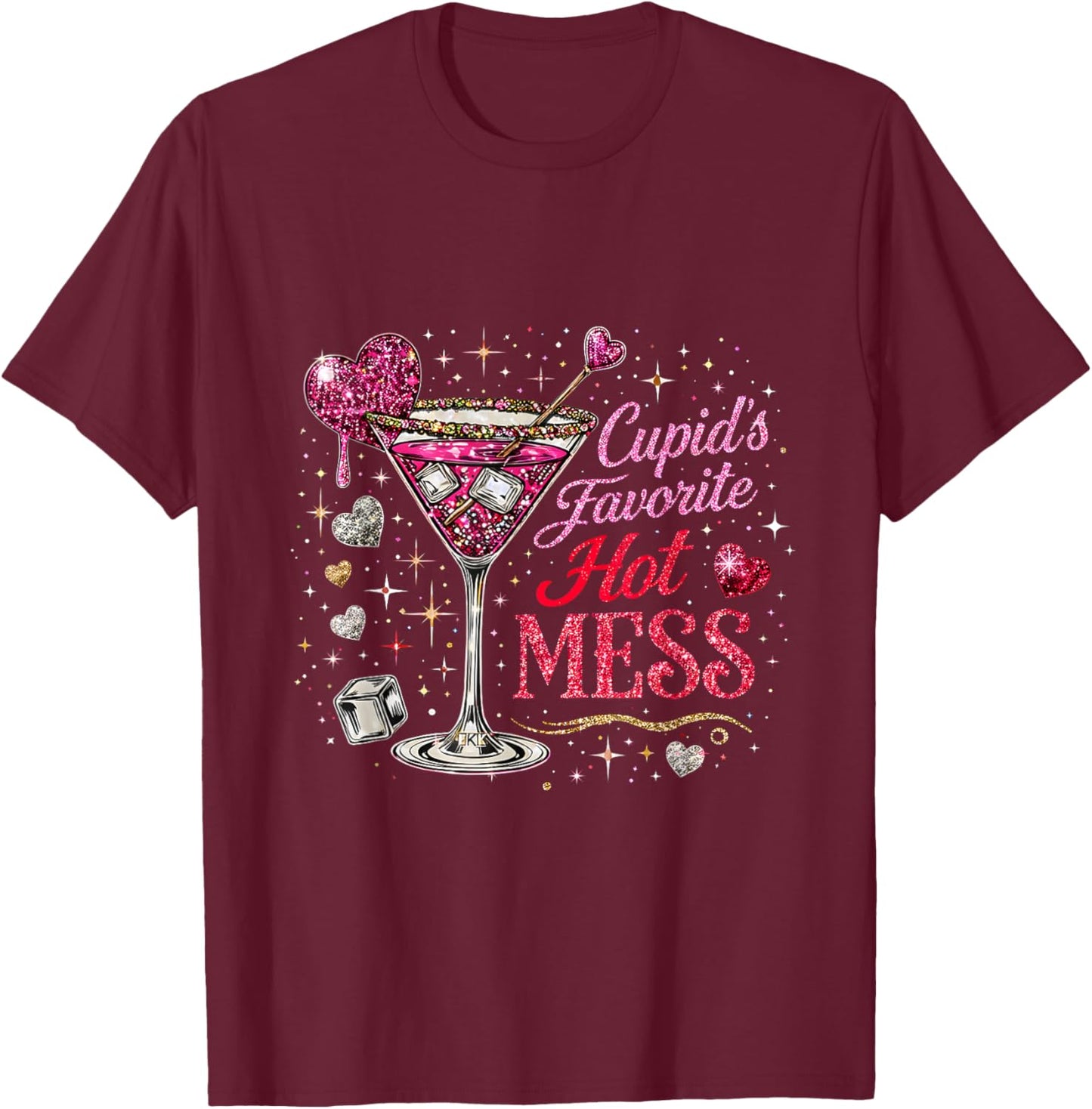 Valentine Even Cupid Need Margarita Retro Trendy Romantic T-Shirt - T-Shirt | Maroon