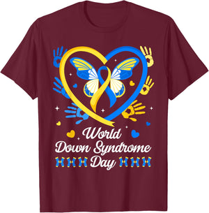 World Down Syndrome Day Awareness Rock Your Socks T21 Heart T-Shirt - T-Shirt | Maroon