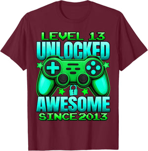 Level 13 Unlocked 13 Year Old Gifts Boys 13th Birthday Boy T-Shirt - T-Shirt | Maroon