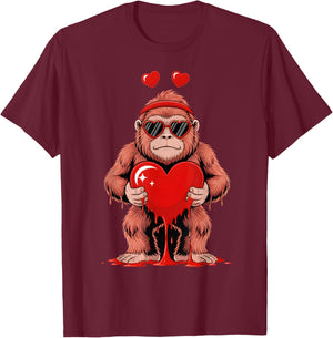 Valentines Day Bigfoot Cute Valentine Sasquatch T-Shirt - T-Shirt | Maroon