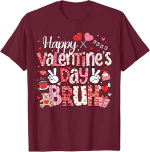 Happy Valentine Day Bruh Heart Love Valentine Boys Girls T-Shirt - T-Shirt | Maroon