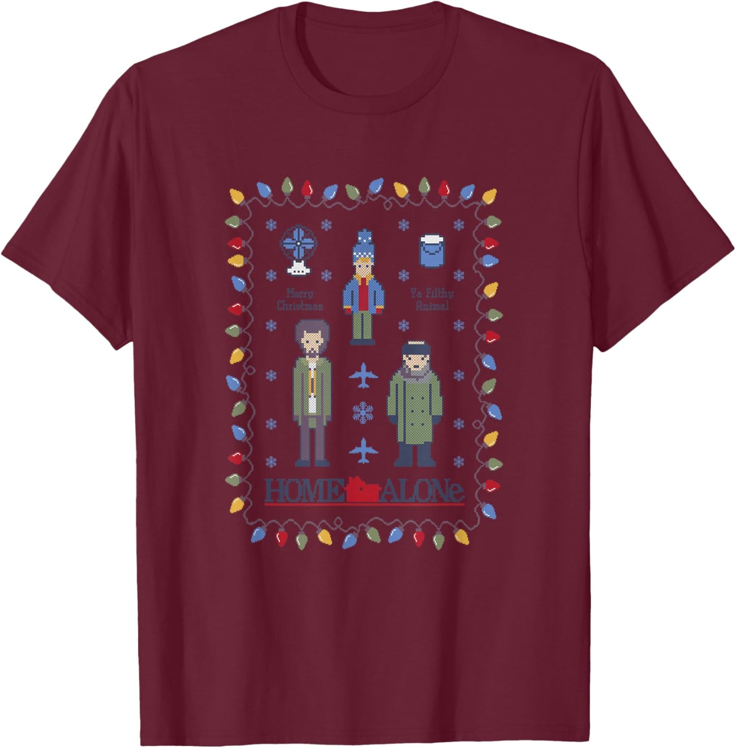 Home Alone Vintage Christmas Holiday Bandits T-Shirt - T-Shirt | Maroon