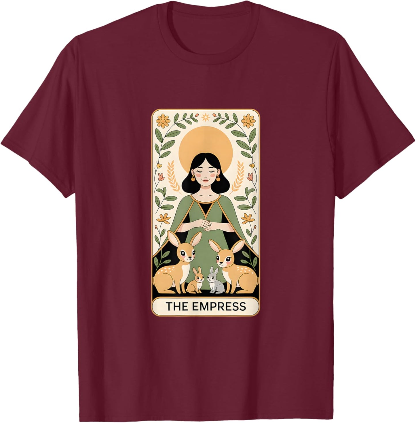 The Empress Tarot Card Illustration T-Shirt - T-Shirt | Maroon