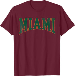 Miami Florida FL Vintage Athletic Sports T-Shirt - T-Shirt | Maroon