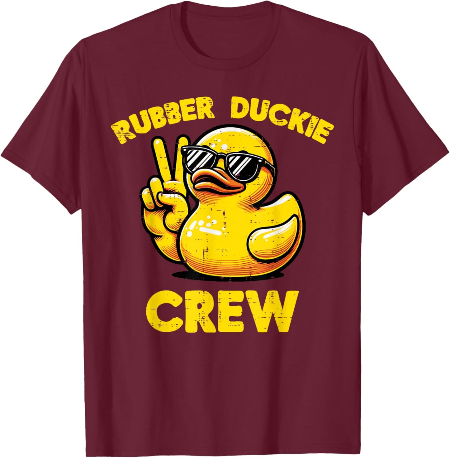 Duck Rubber Duckie Crew Peace Funny Matching Men Women Kids T-Shirt - T-Shirt | Maroon