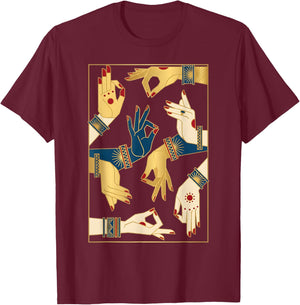 Indian Classical Dance Mudras Bharatanatyam Spiritual Desi T-Shirt - T-Shirt | Maroon