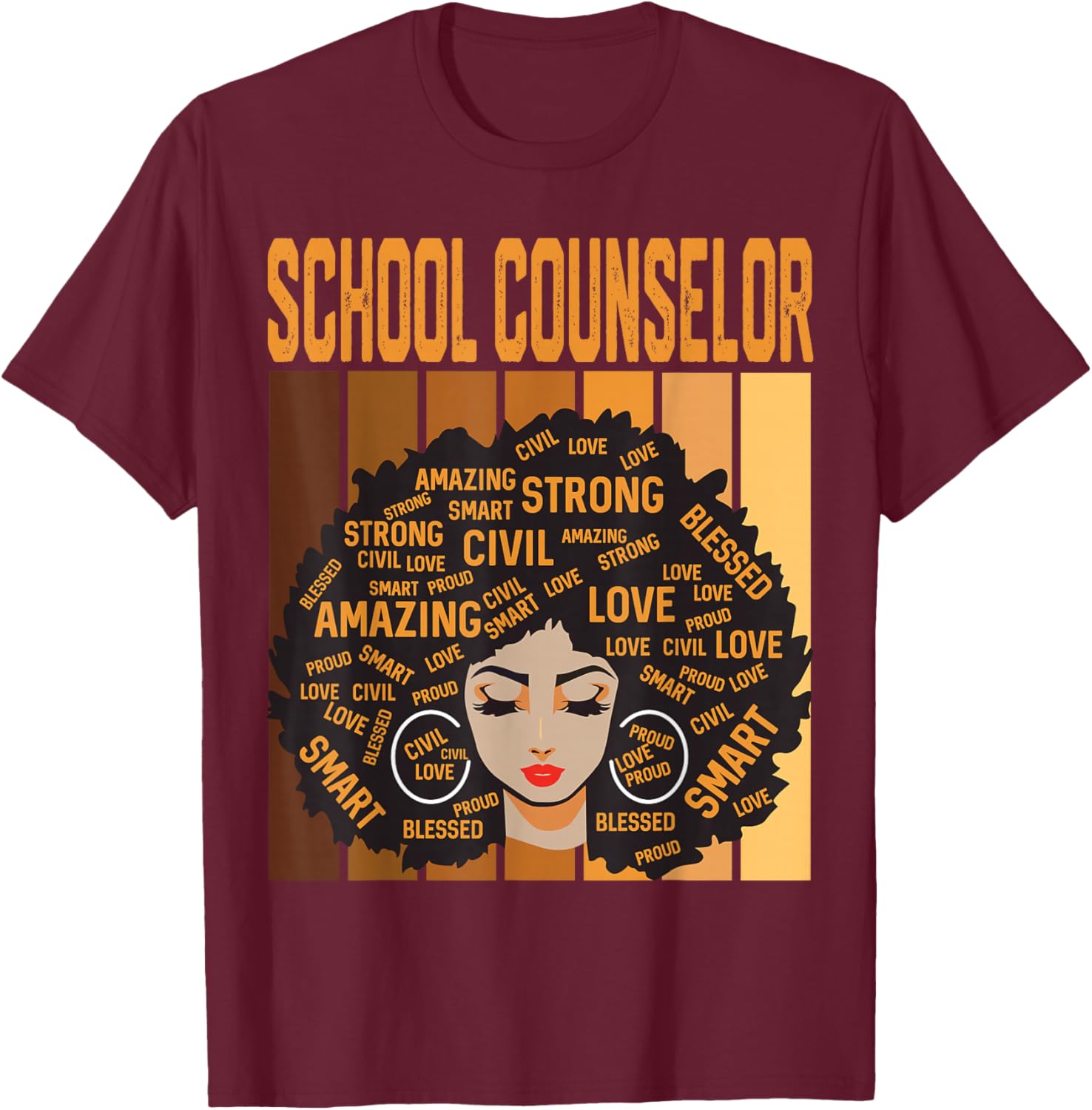 School Counselor Powerful Black History Month Black Pride T-Shirt - T-Shirt | Maroon