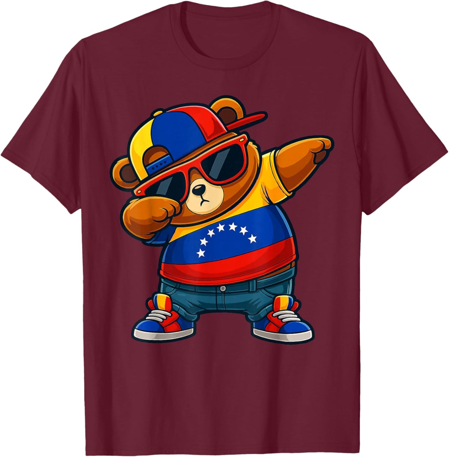 Venezuela Hispanic Heritage Venezuelan Bear Dabbing Kids T-Shirt - T-Shirt | Maroon