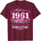 65 Year Old Made 1961 Floral 65th Birthday Women T-Shirt - T-Shirt | Maroon