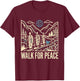 Walk for Peace Aloka Monks Dog Dove Globe Line Art T-Shirt - T-Shirt | Maroon