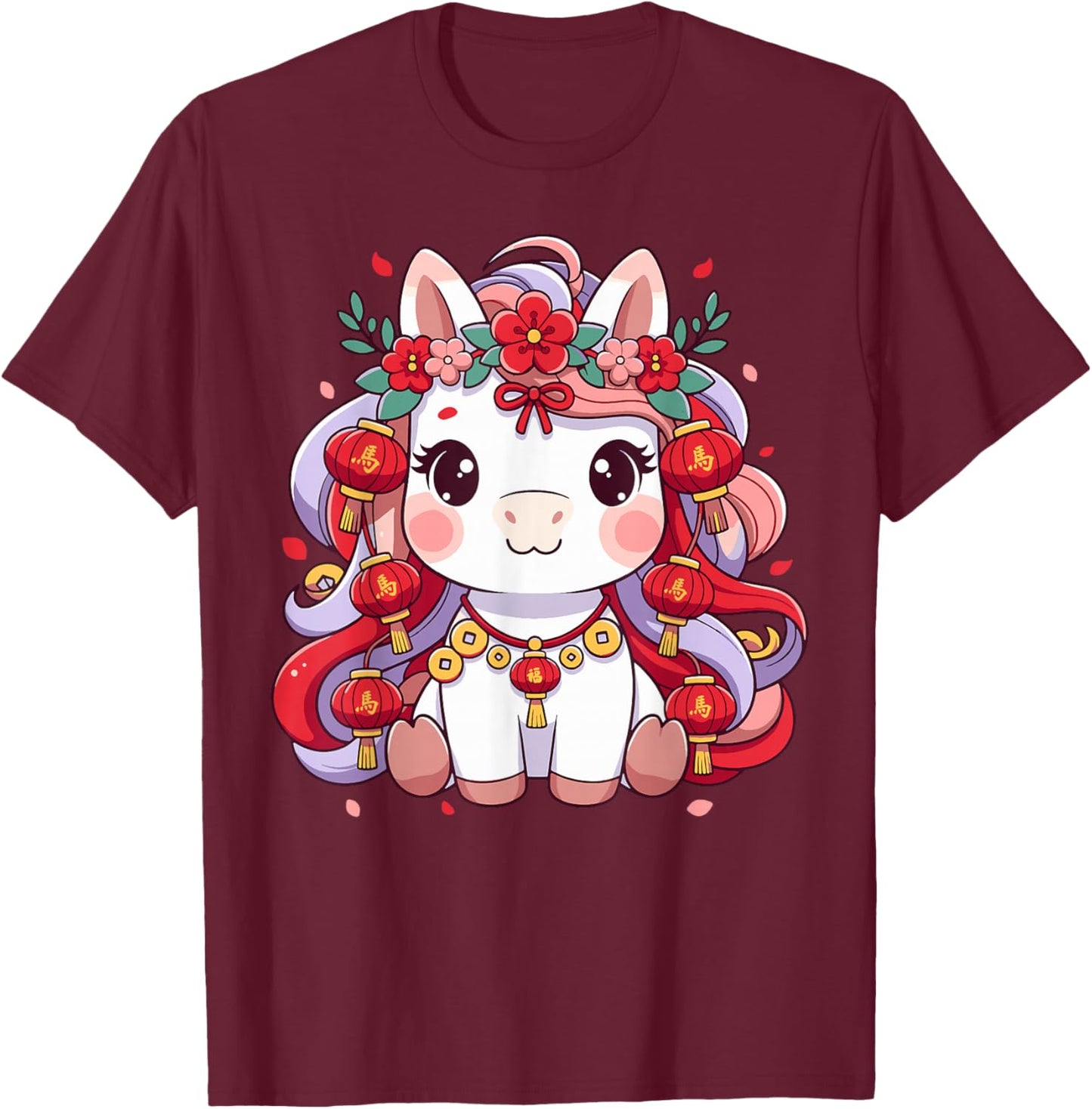 Chinese New Year of The Horse 2026 Women Girls T-Shirt - T-Shirt | Maroon
