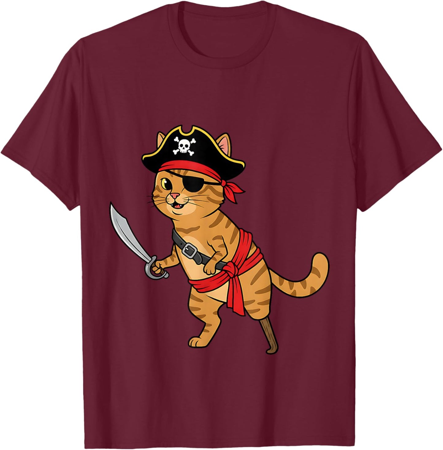 Pirate Cat Toddler Boy Funny Kids Halloween Costume T-Shirt - T-Shirt | Maroon