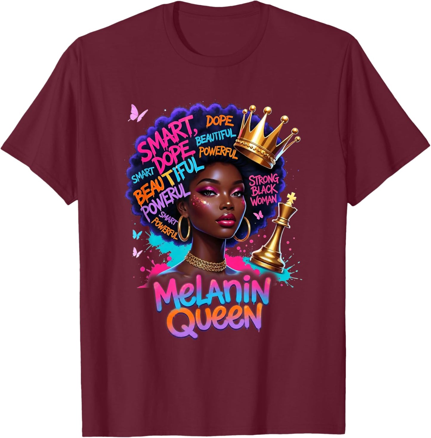 God African American Black Women Christian Afro Faith T-Shirt - T-Shirt | Maroon