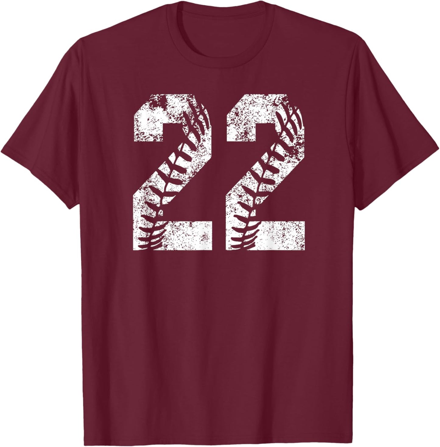 Vintage White Baseball Number 22 Jersey Player Uniform T-Shirt - T-Shirt | Maroon