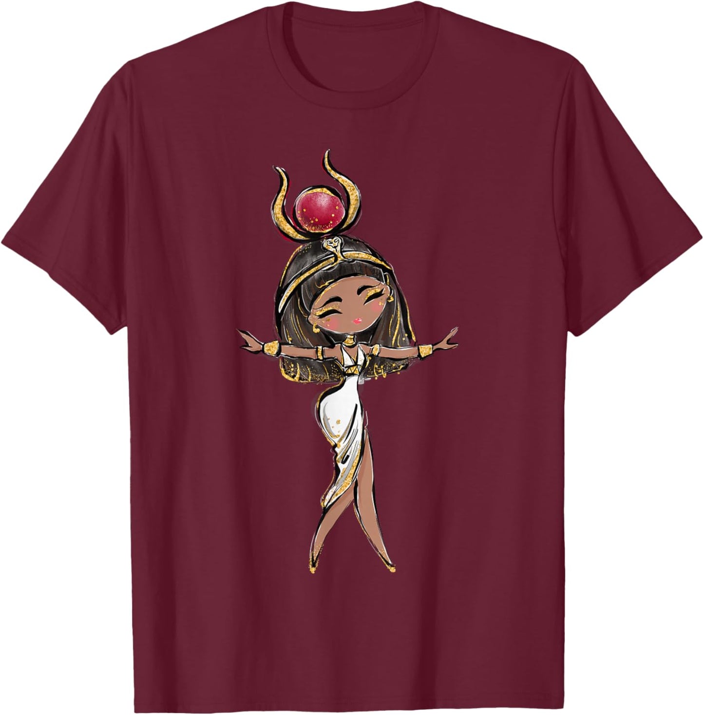 Hathor Ancient Egyptian Egypt Trip Art Decor T-Shirt - T-Shirt | Maroon