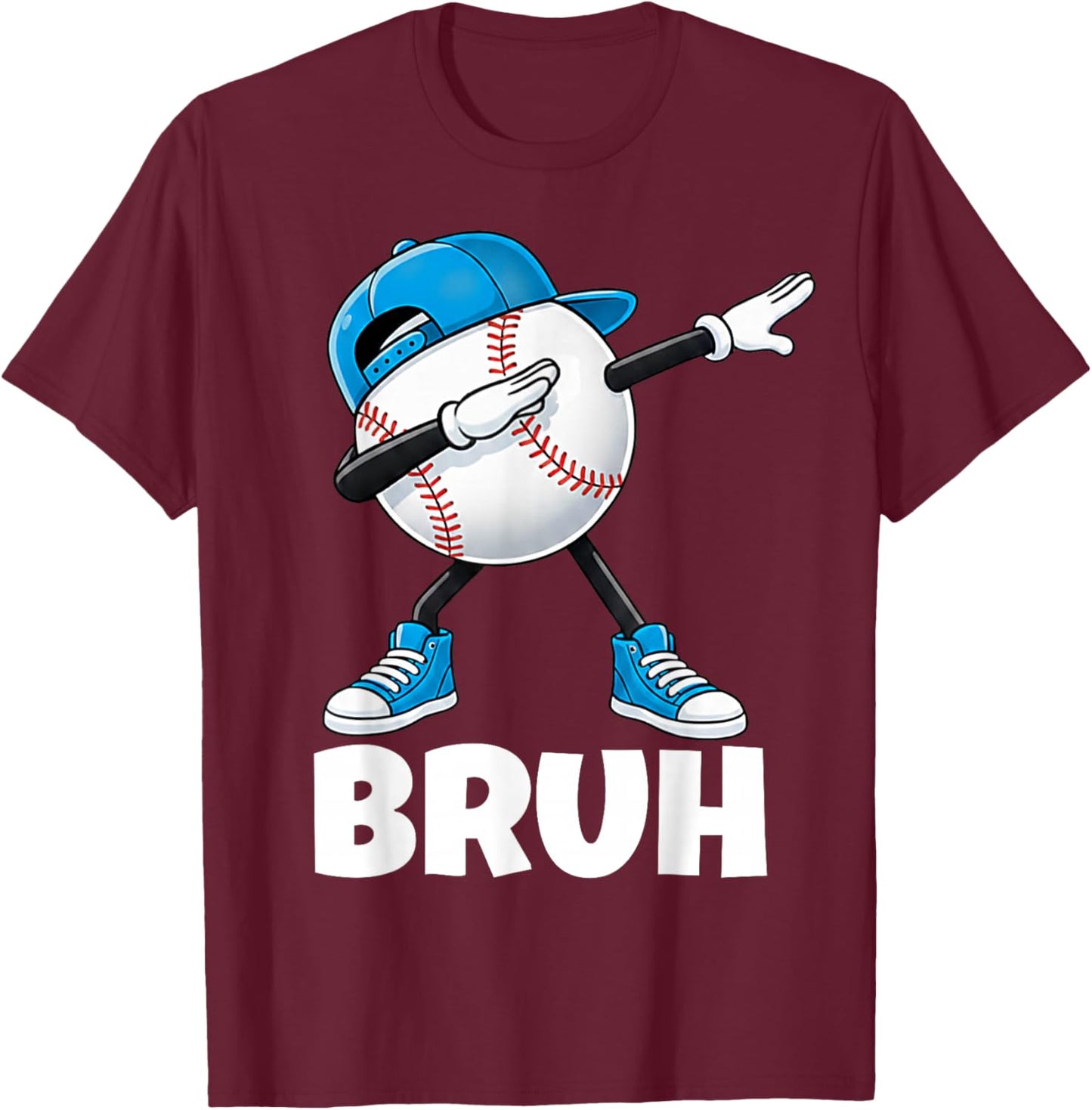 Boys Baseball Teen Apparel Cute Meme Bruh T-Shirt - T-Shirt | Maroon
